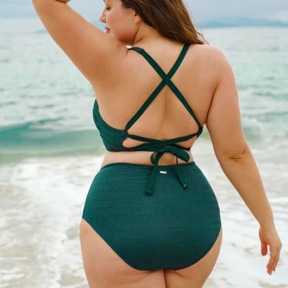 Berlook Green Cut-Out Plus Size Bikini Top | Size 24 | 3X | NWT | Textured - Picture 2 of 3